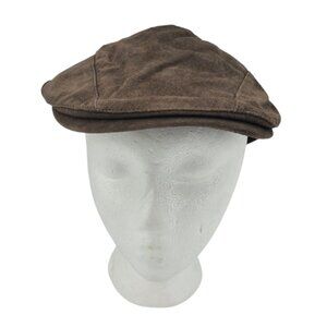 NEW Stetson Mens Small Hat Leather Pig Suede Taupe Newsboy Flat Cap Western